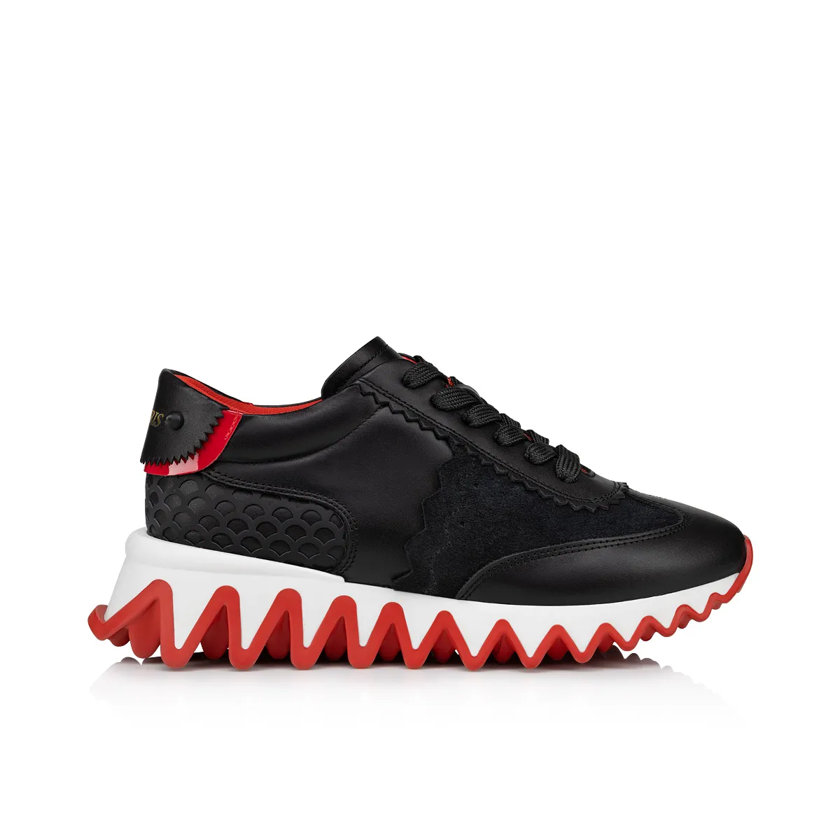 Mini Shark Sneakers - Calf leather, suede and patent calf leather - Black - Kids