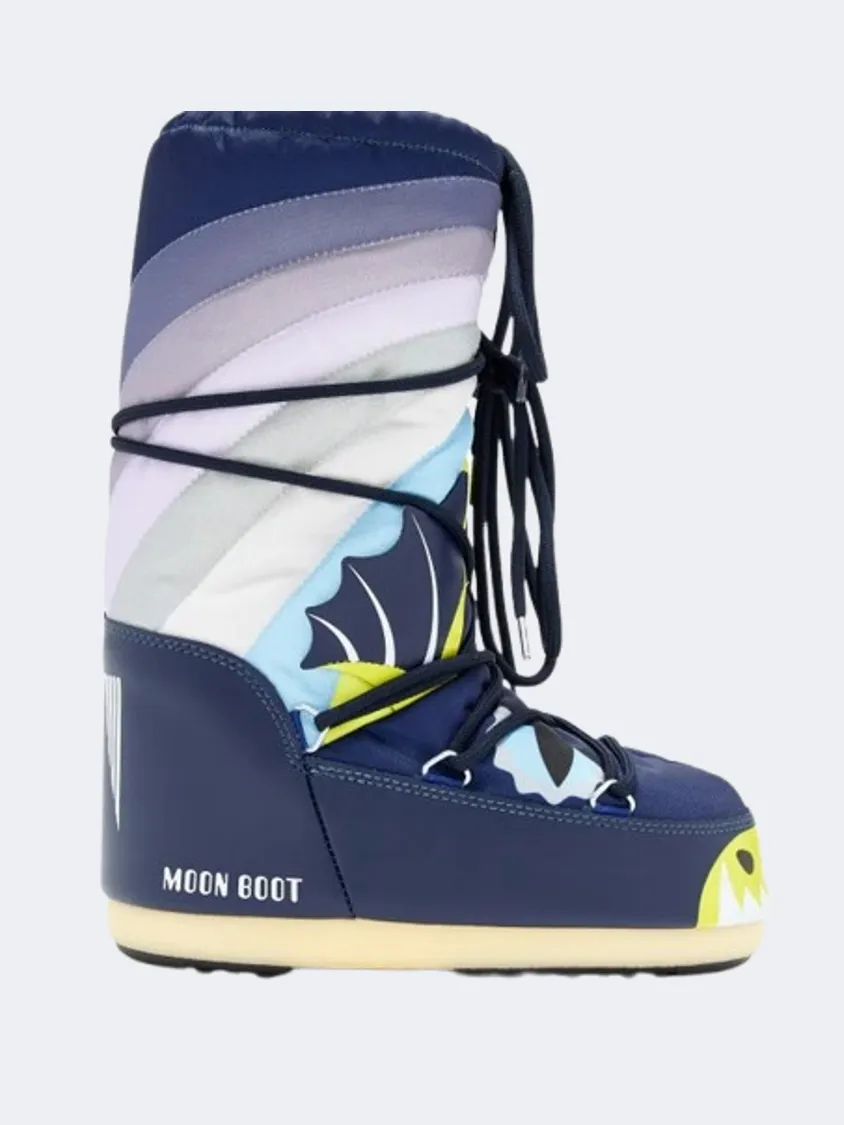 Moon Boot Icon Dragon Kids Skiing After Ski Navy Blue/Multicolor