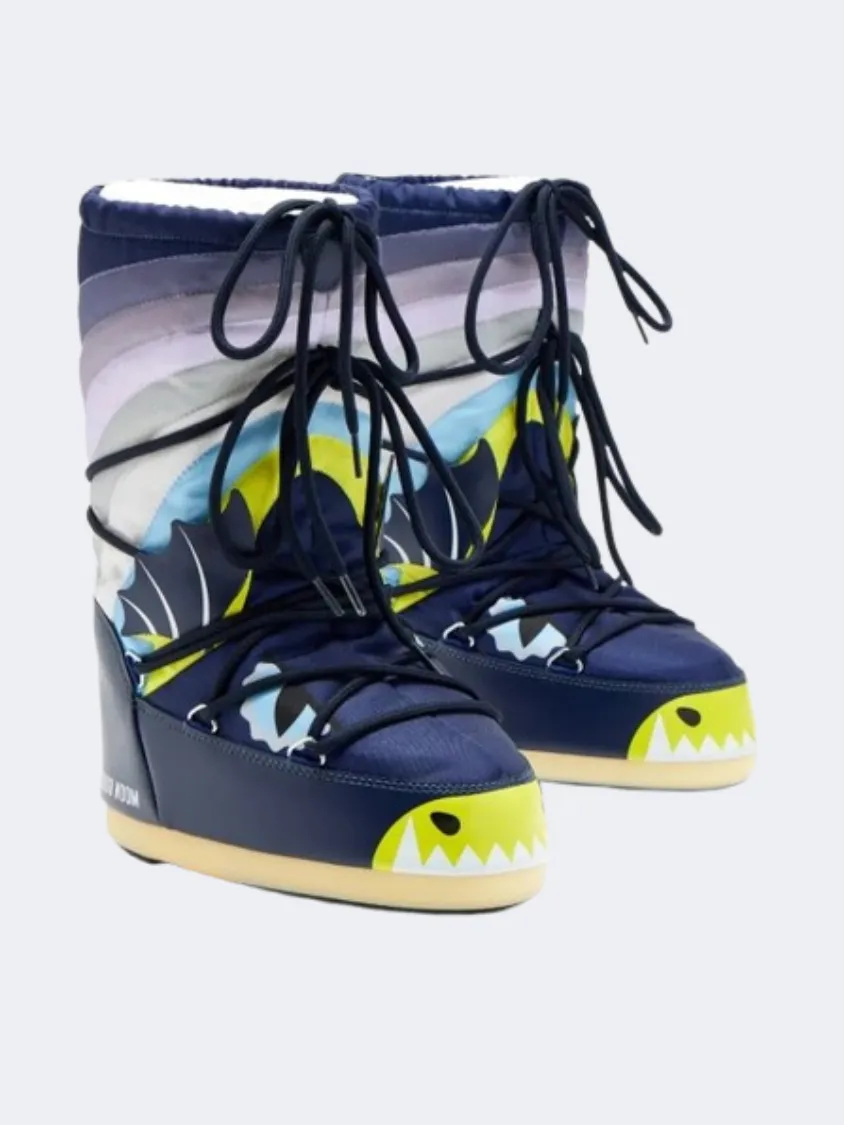 Moon Boot Icon Dragon Kids Skiing After Ski Navy Blue/Multicolor