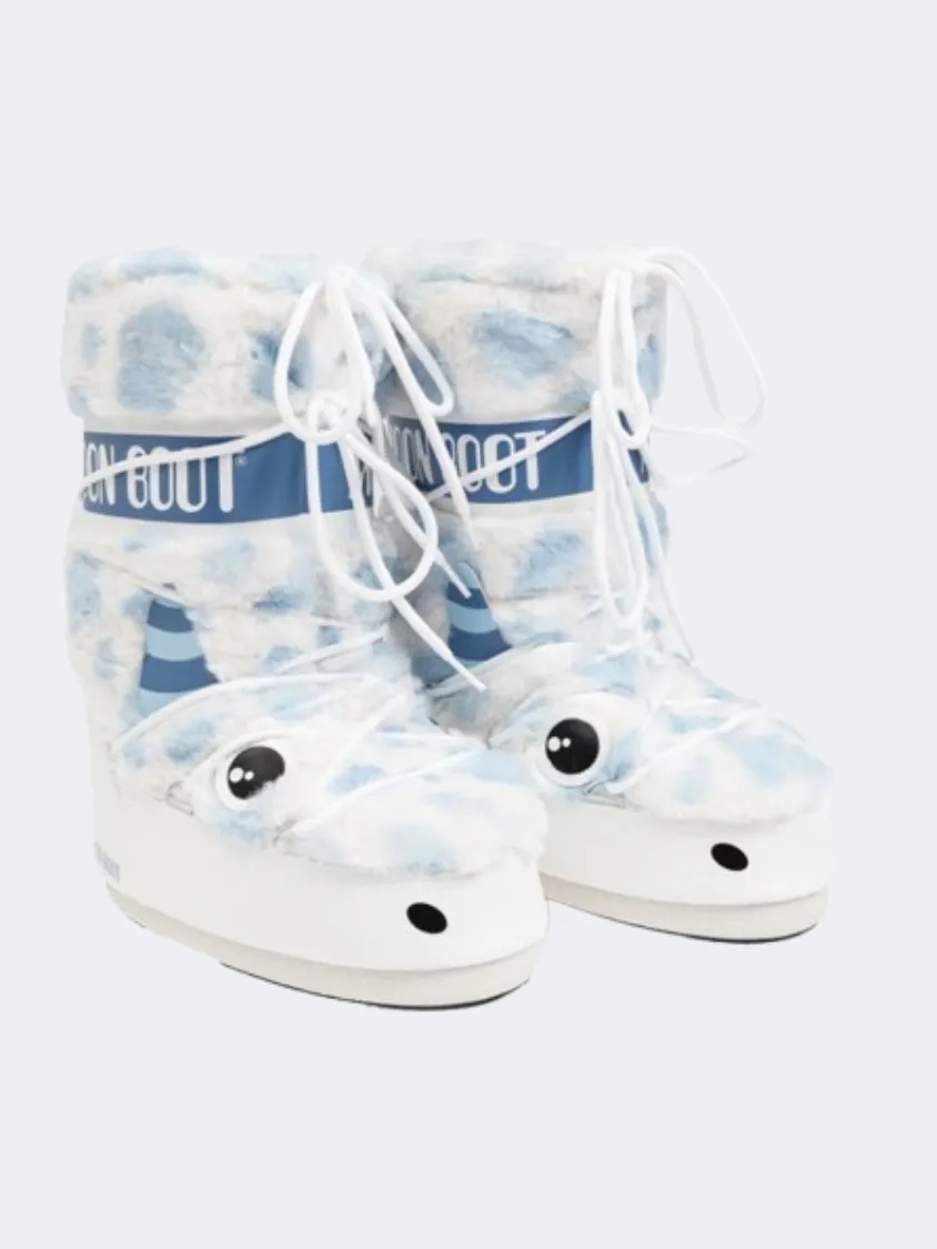 Moon Boot Icon Yeti Kids Skiing After Ski White/Blue