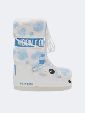 Moon Boot Icon Yeti Kids Skiing After Ski White/Blue