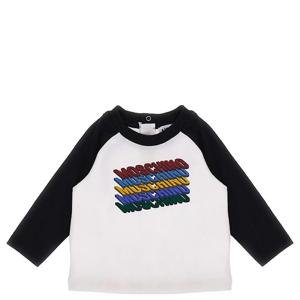 Moschino Kids Baby Boy's White & Black Long Sleeve T-Shirt