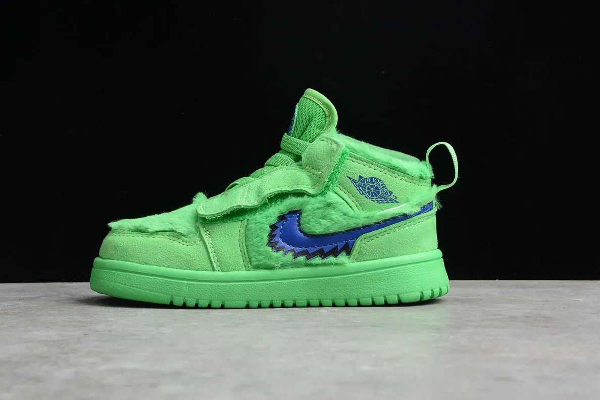 Nike Air Jordan 1 Mid ALT Kids Green Fluff Blue CU5378-800