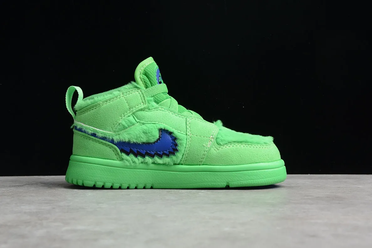 Nike Air Jordan 1 Mid ALT Kids Green Fluff Blue CU5378-800