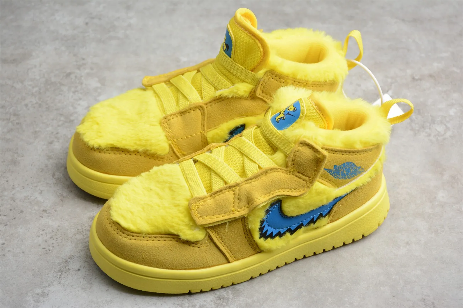 Nike Air Jordan 1 Mid ALT Kids Yellow Fluff Blue CU5378-700