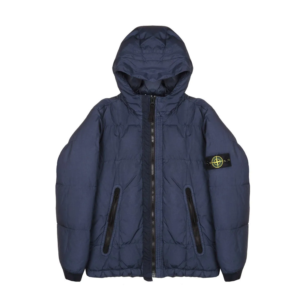 Kids Navy Nylon Hooded Jacket with Pockets