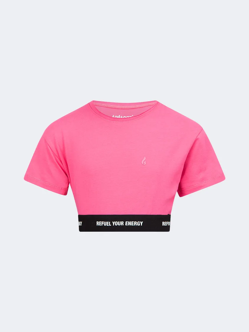 Oil And Gaz Plain Kids-Girls Lifestyle T-Shirt Fuchsia