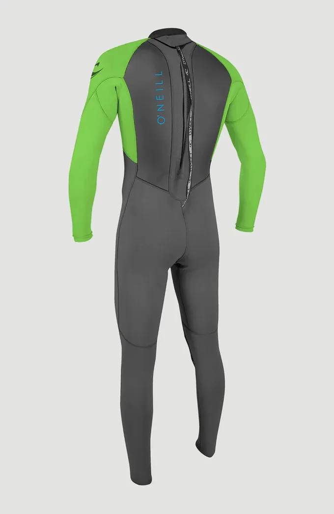 O’NEILL KIDS REACTOR-2 3/2MM BACK ZIP FULL WETSUIT ( Blk/Green)