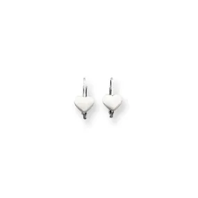 Lever Back Heart Earrings for Kids in 14k White Gold