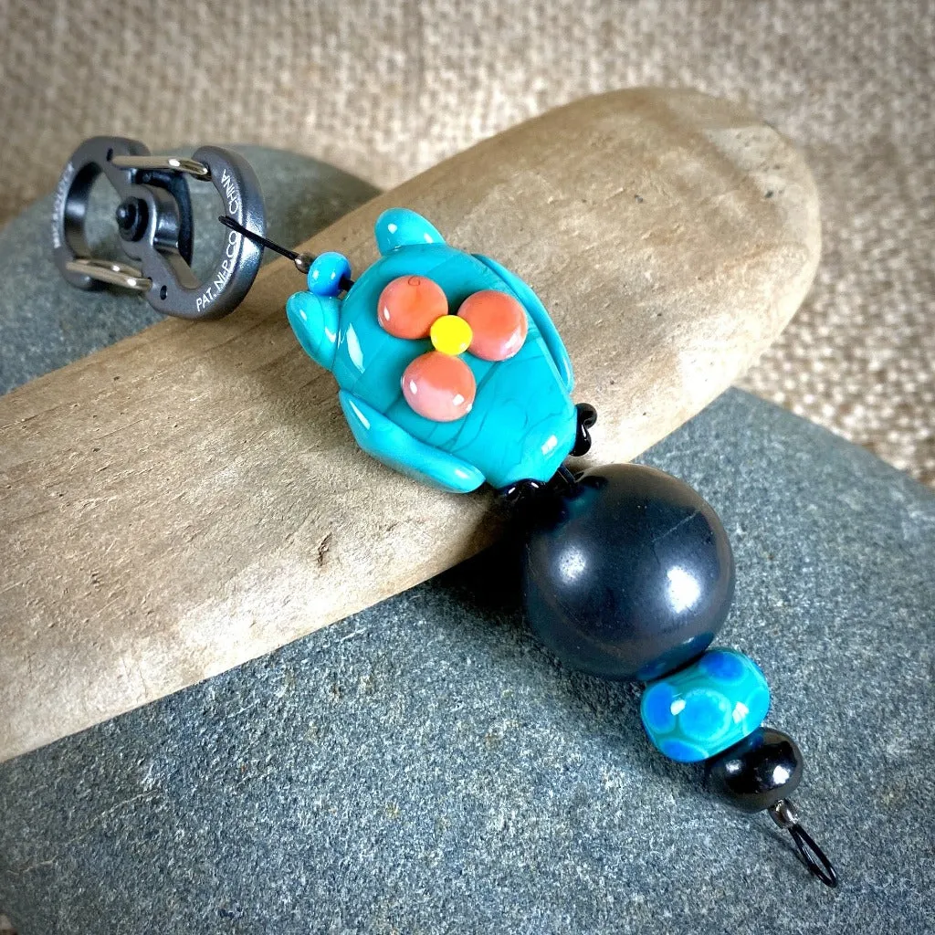 Turquoise & Blue Owl Clip-on