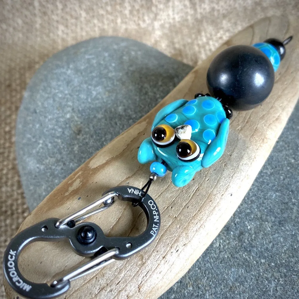 Turquoise & Blue Owl Clip-on