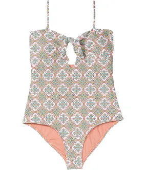 O'Neill Kids Alexa Tile Tie Front One-Piece (Little Kids/Big Kids)