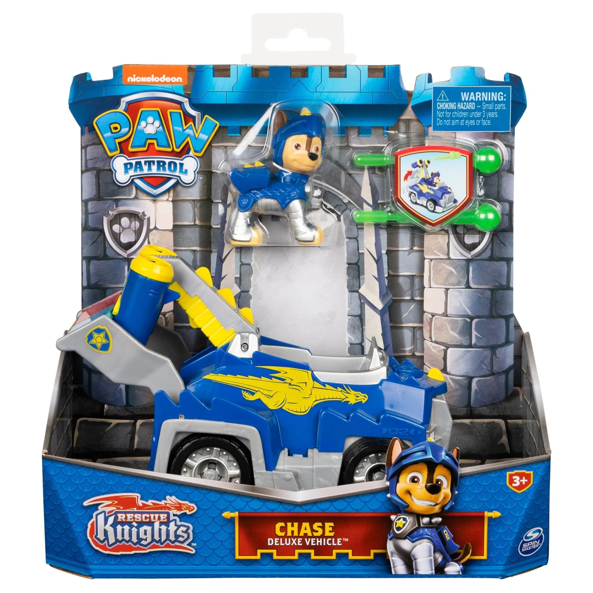 PAW Patrol, Rescue Knights Chase Transforming Toy Car with Collectible Action Figure, Kids Toys for Ages 3 and up