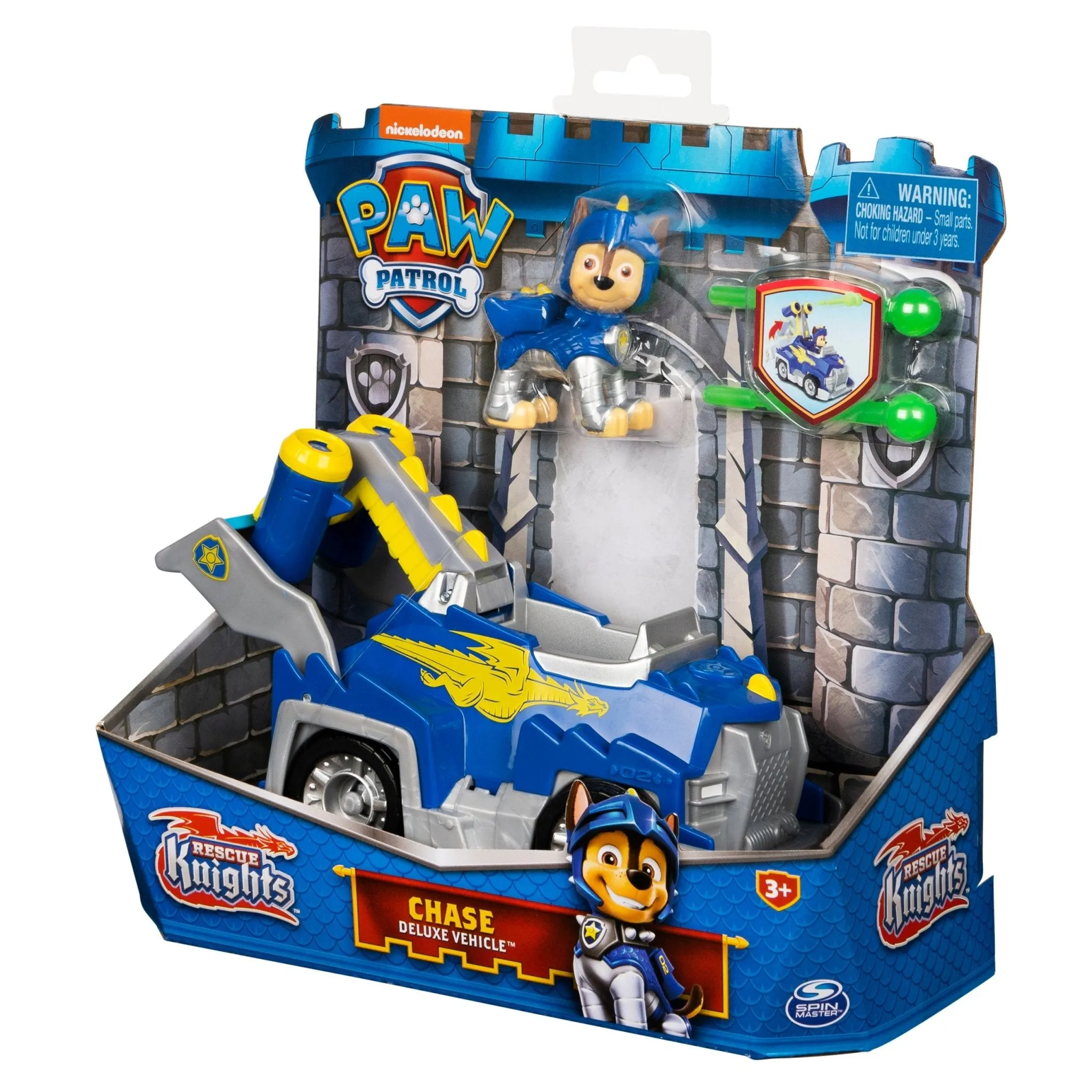 PAW Patrol, Rescue Knights Chase Transforming Toy Car with Collectible Action Figure, Kids Toys for Ages 3 and up