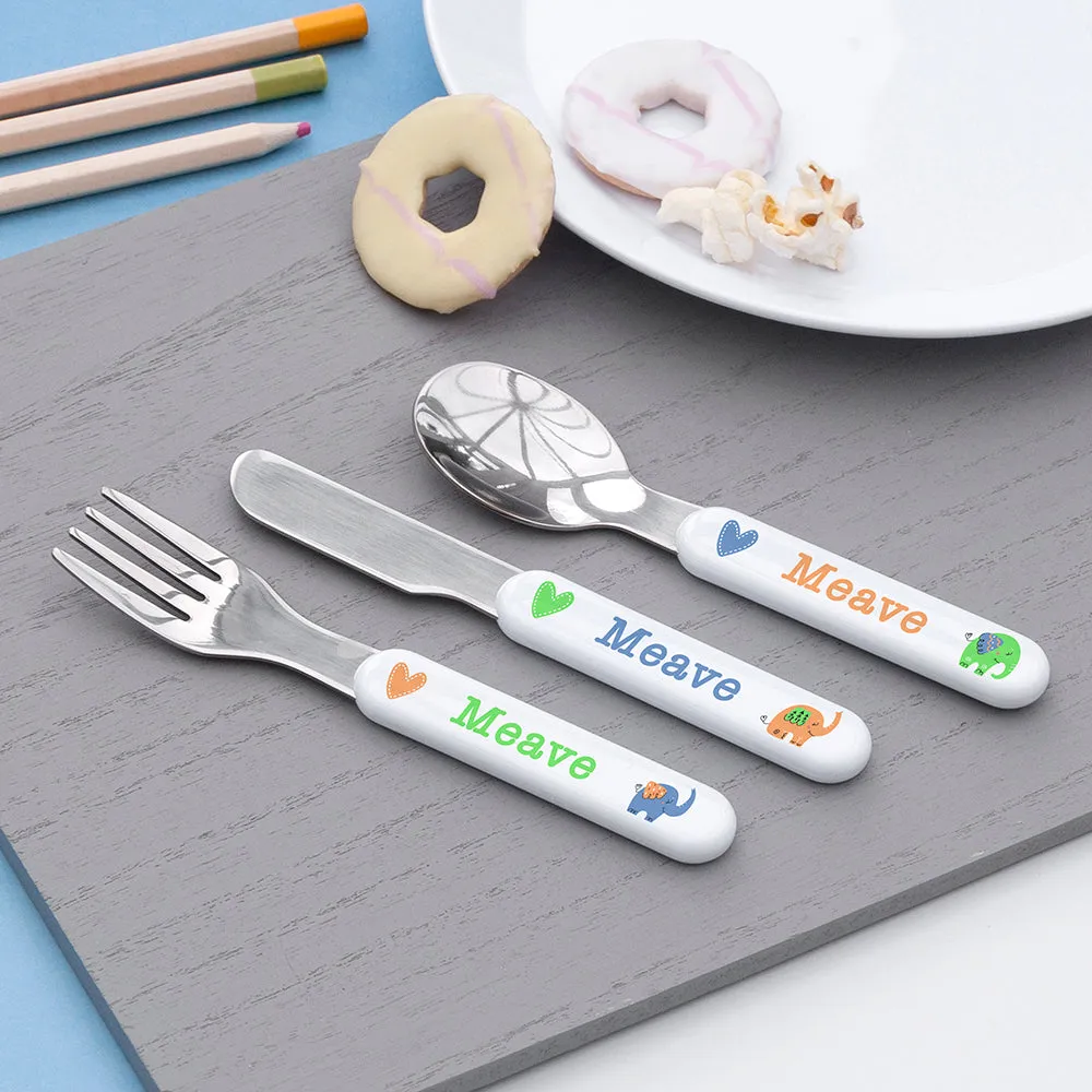 Customized Children's Elephant Silverware Set