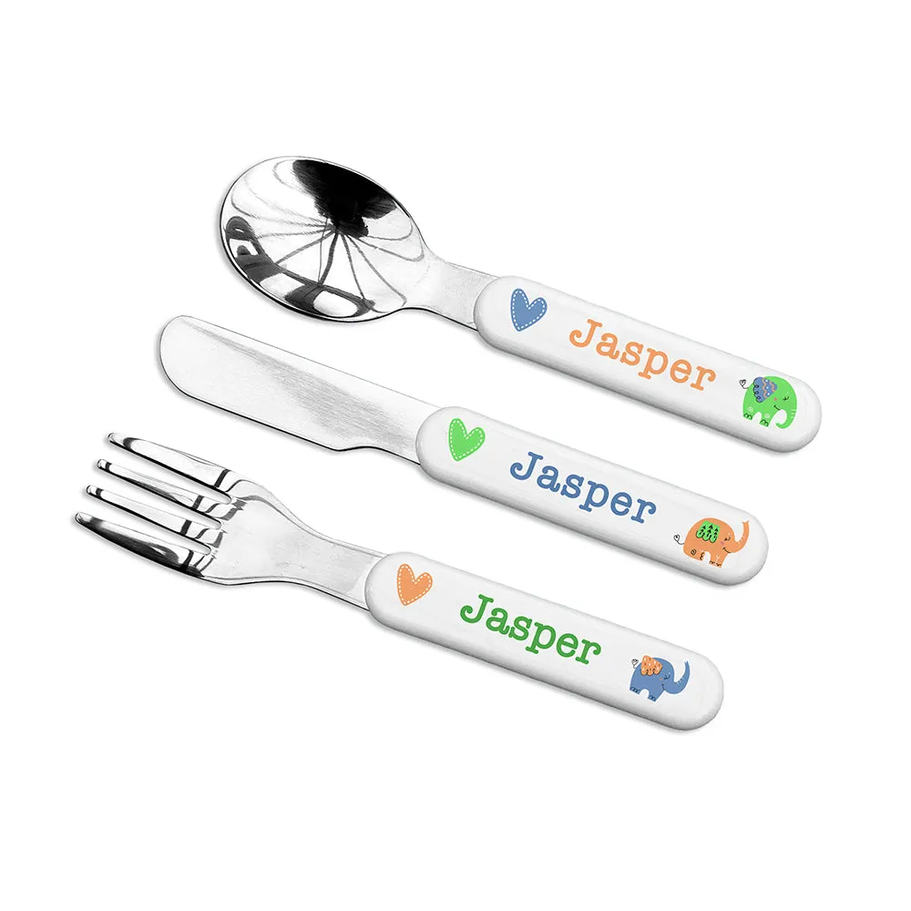 Customized Children's Elephant Silverware Set