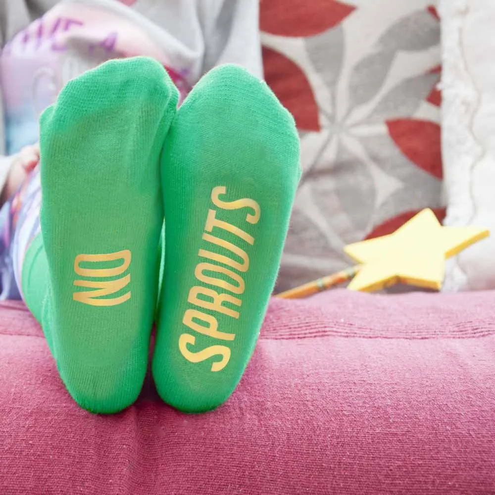 Personalized Christmas Day Socks in Sprout Green and Canary Yellow for Kids