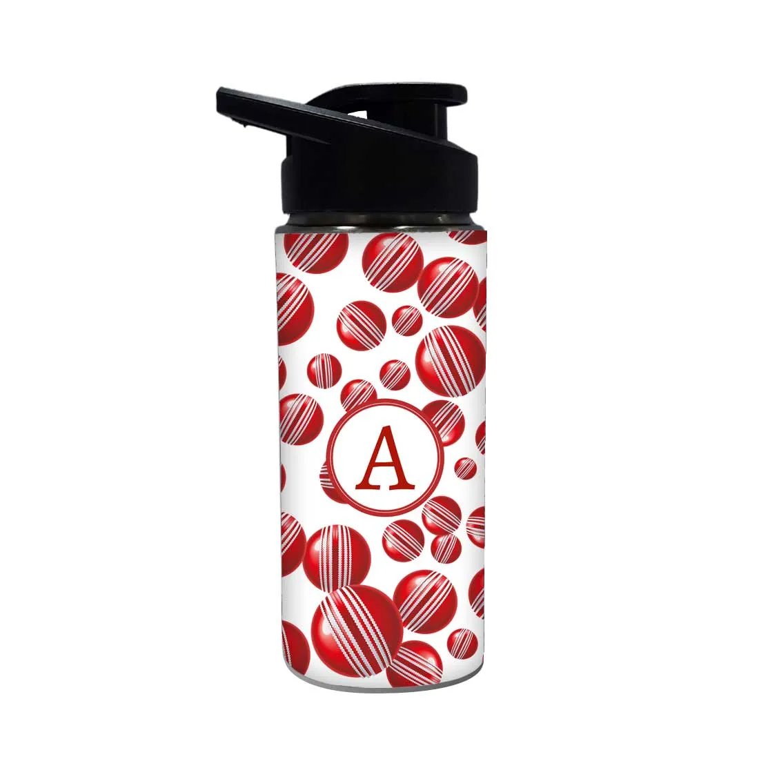 Personalized Sports Water Bottle For Kids  - Red Cricket Ball