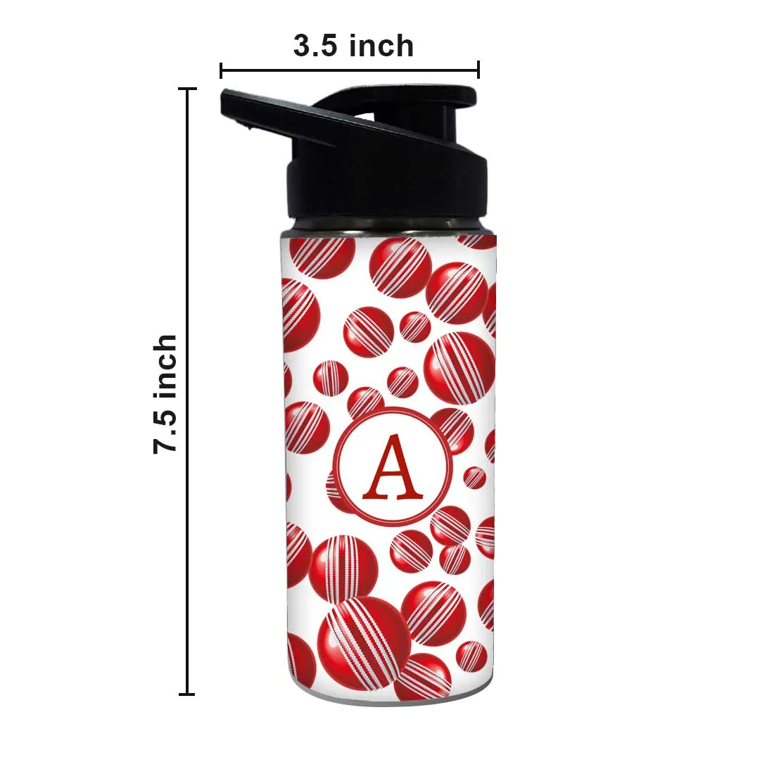 Personalized Sports Water Bottle For Kids  - Red Cricket Ball