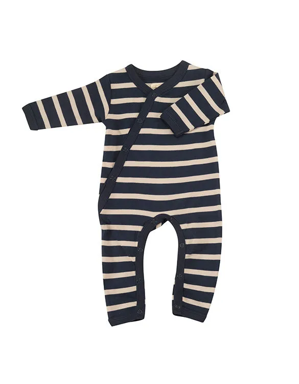 Organic Cotton Kimono Romper Blue/Ice Breton Stripe