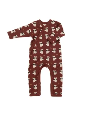 PIGEON ORGANICS Kimono Romper with Racoon Spice Design