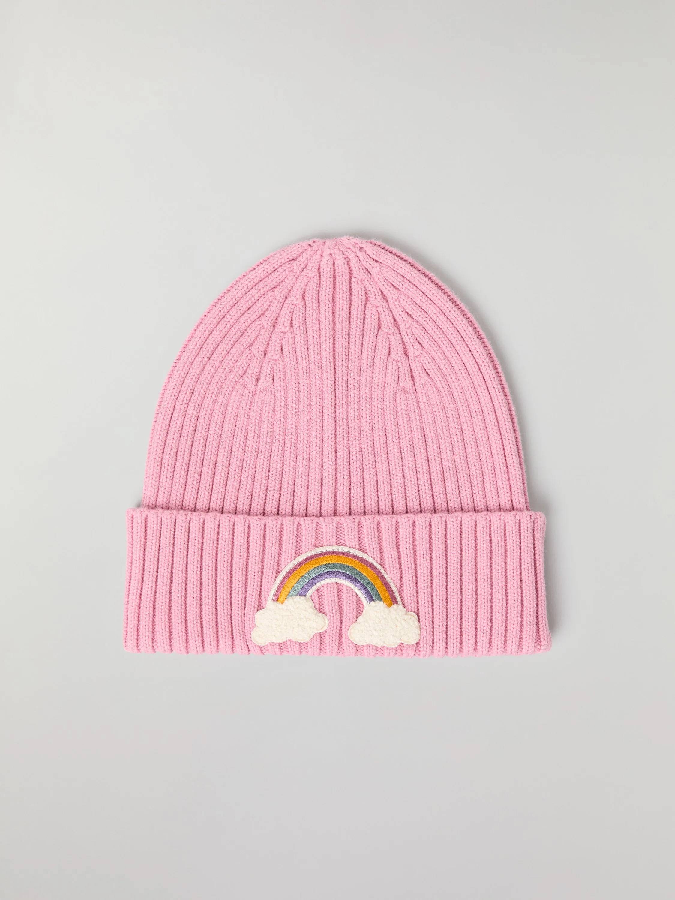 Rainbow Applique Rib Knit Kids  Hat