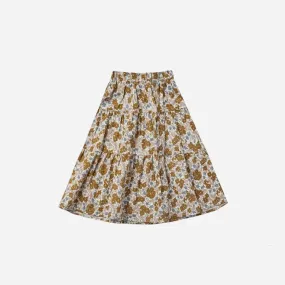 Ivory Tiered Midi Skirt Rylee + Cru