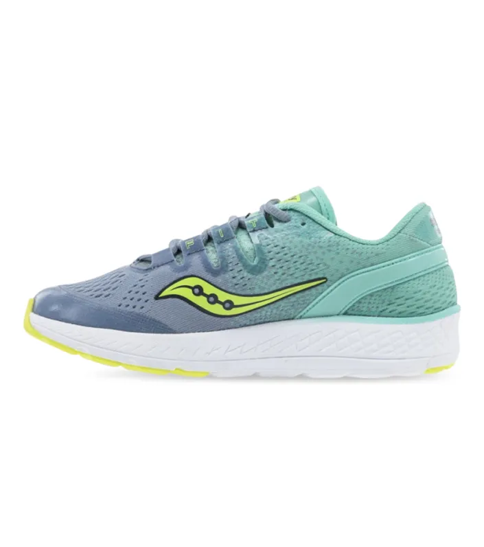 saucony kids sports shoes in grey and teal