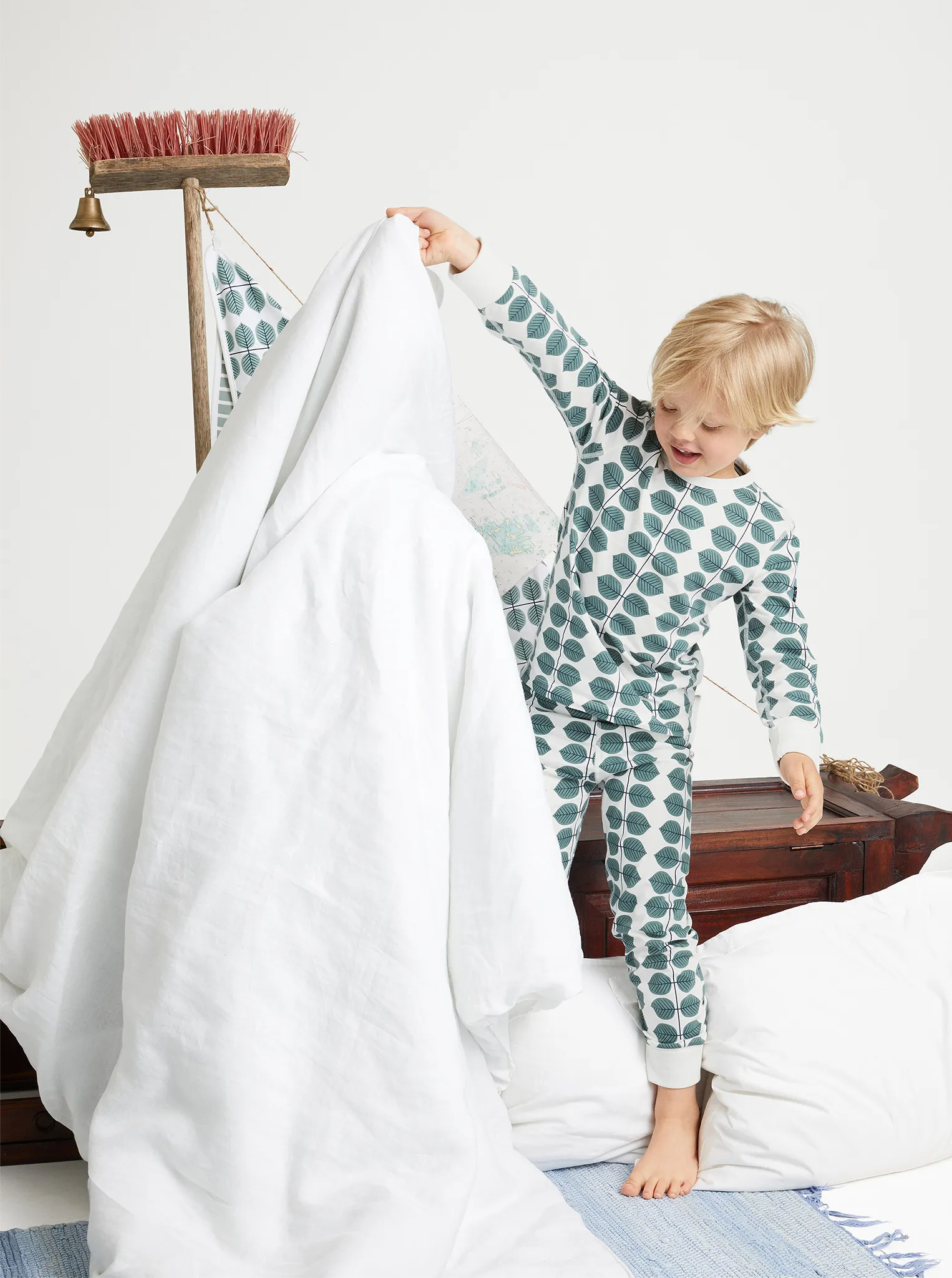 Scandi Leaf Print Kids Pyjamas