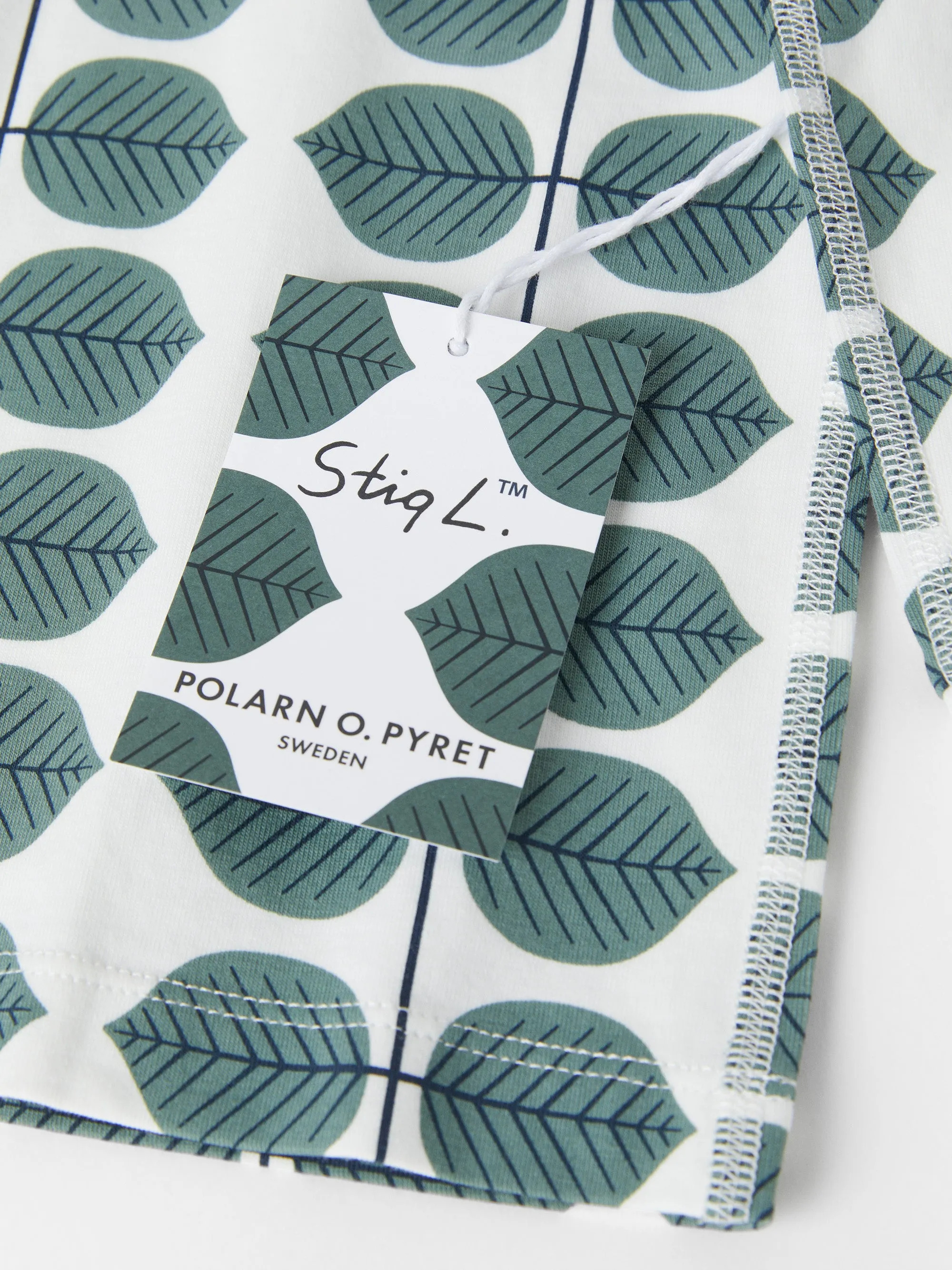 Scandi Leaf Print Kids Pyjamas