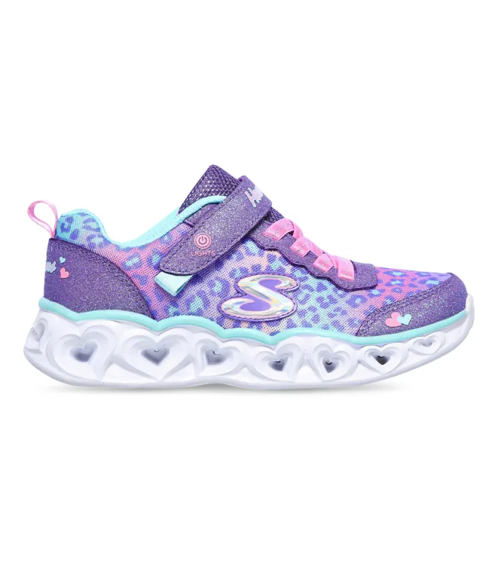 Kids' skechers Heart Lights Shimmer Lavender Aqua