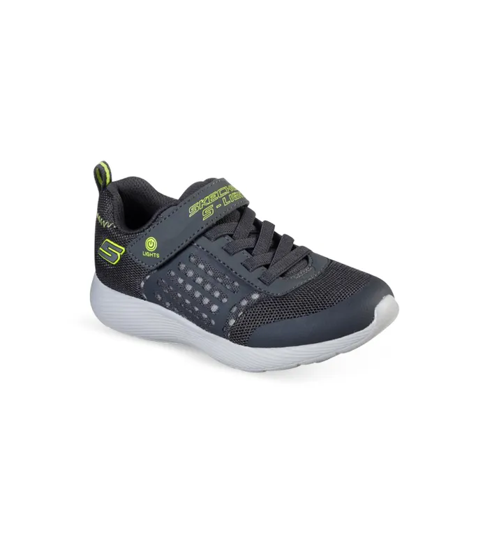 Comfortable skechers dyna lights Kids Shoes in Charcoal and Yellow