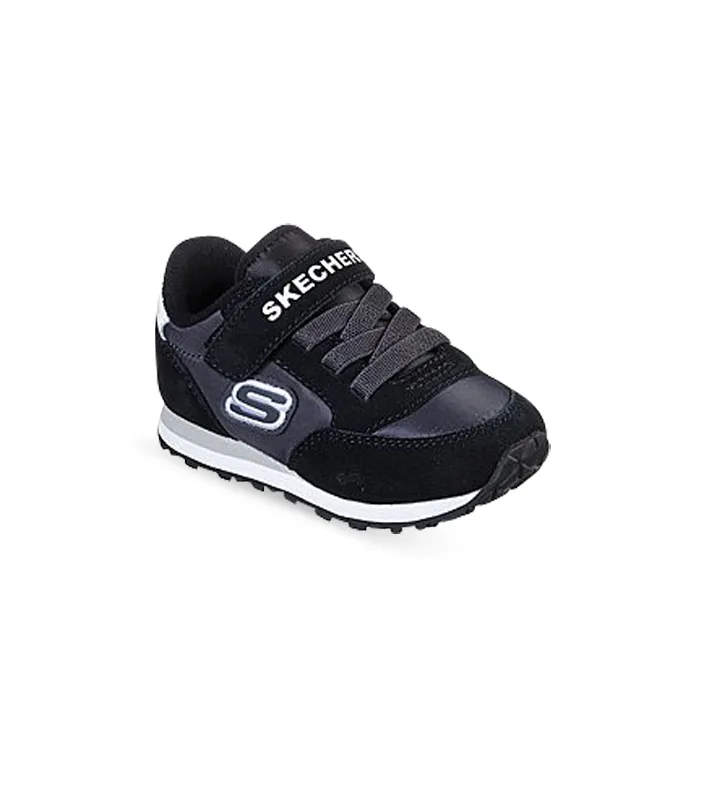 Stylish skechers retro sneaks gorvox Kids Shoes in Black and Charcoal