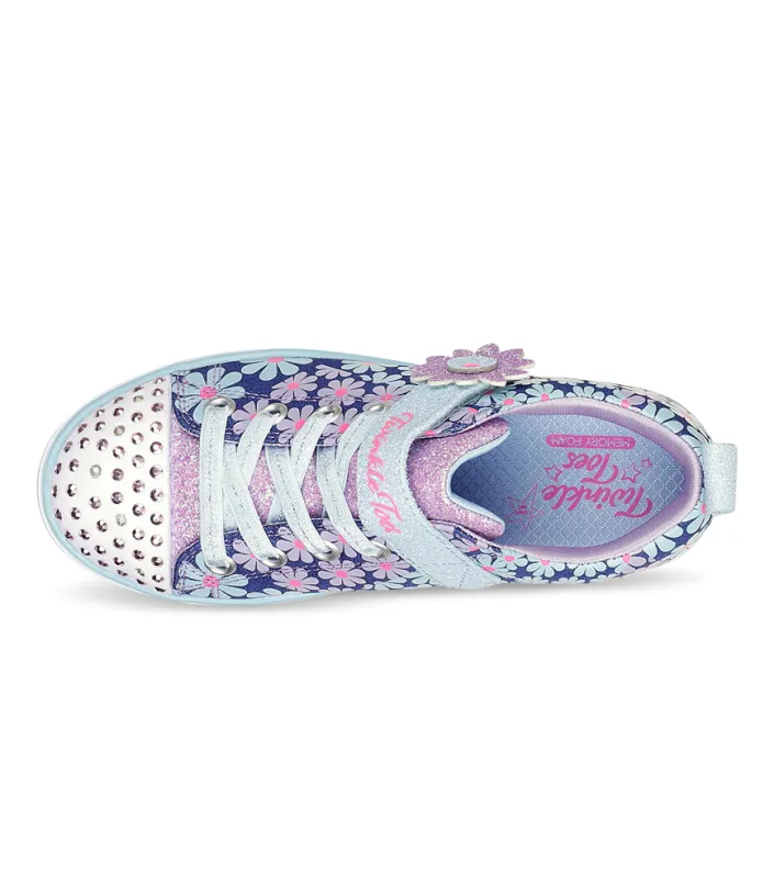 Skechers Kids' Denim Multi Sparkle Lite Super Blooms