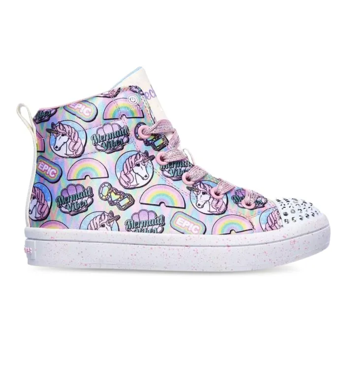 Kids Pink Skechers Twi Lites Unicorn Vibes