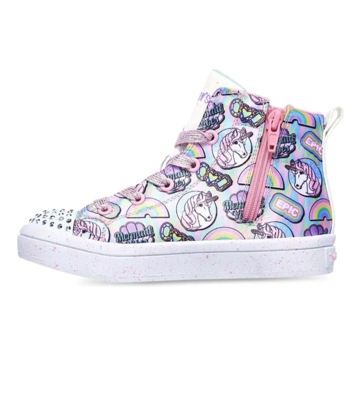 Kids Pink Skechers Twi Lites Unicorn Vibes