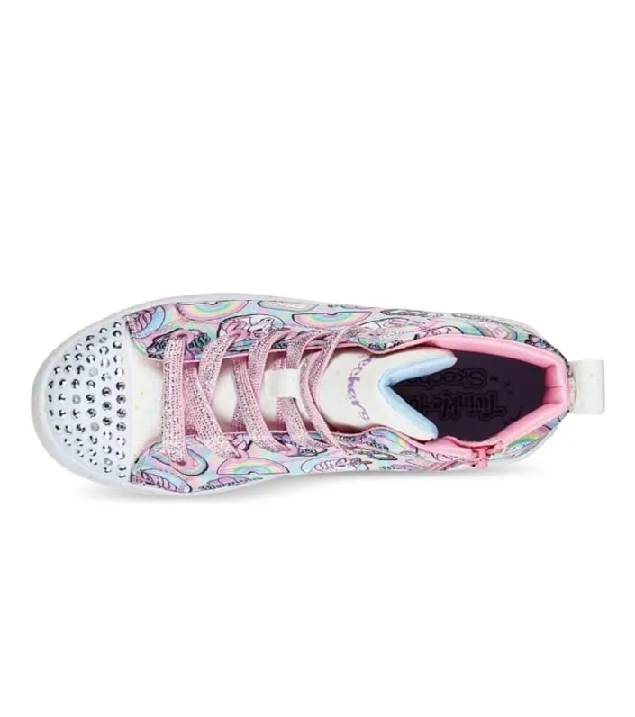 Kids Pink Skechers Twi Lites Unicorn Vibes