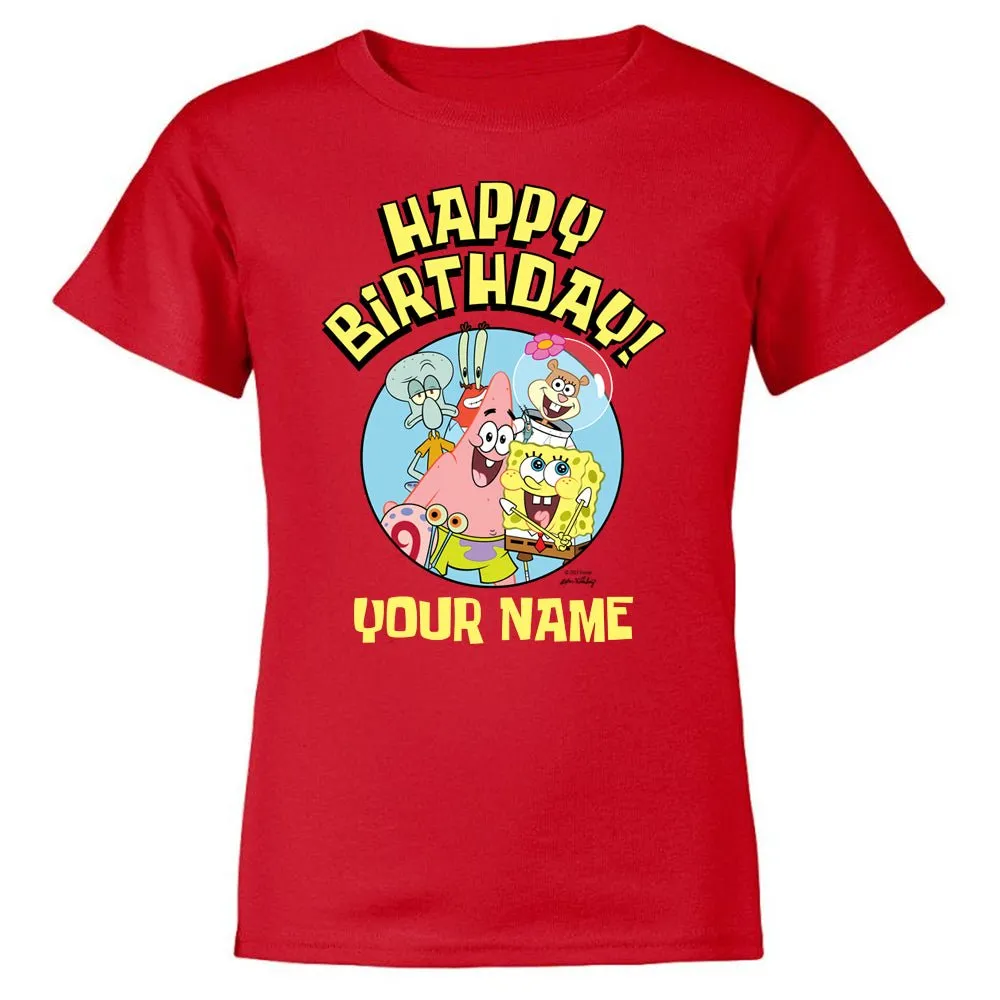 SpongeBob SquarePants Group Shot Personalized Kids Short Sleeve T-Shirt