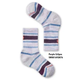 Children's Trek Light Padded Crew Socks - Purple Striped Eclipse