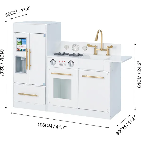 Teamson Kids Teamson Kids Little Chef Charlotte Wooden Play Kitchen, White/Gold