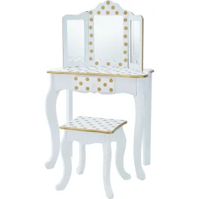 Teamson Kids Teamson Kids Wooden Polka Dot 2-pc. Play Vanity, White/Gold