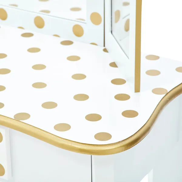 Teamson Kids Teamson Kids Wooden Polka Dot 2-pc. Play Vanity, White/Gold