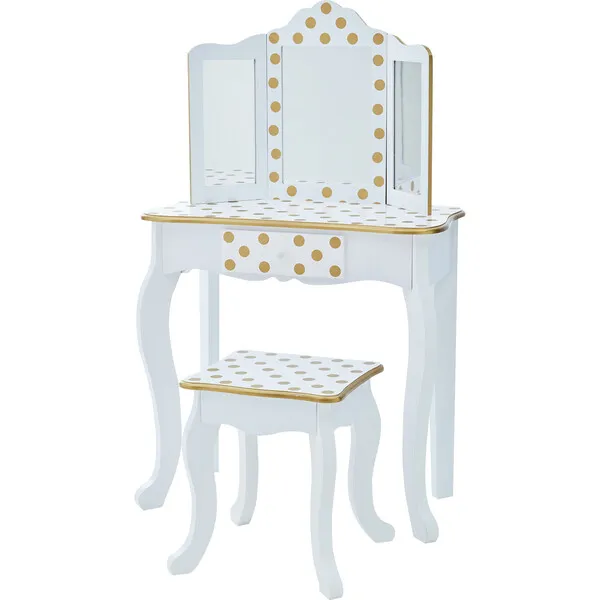 Teamson Kids Teamson Kids Wooden Polka Dot 2-pc. Play Vanity, White/Gold