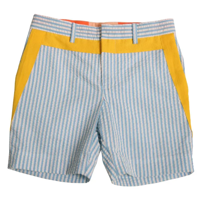 Blue Waze Mix Frank Golf Shorts for Kids by Tia Cibani