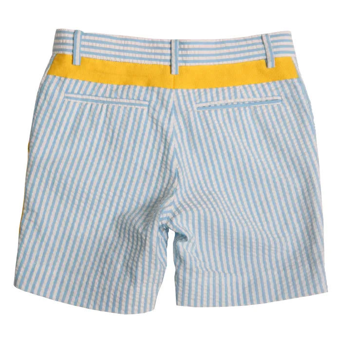 Blue Waze Mix Frank Golf Shorts for Kids by Tia Cibani