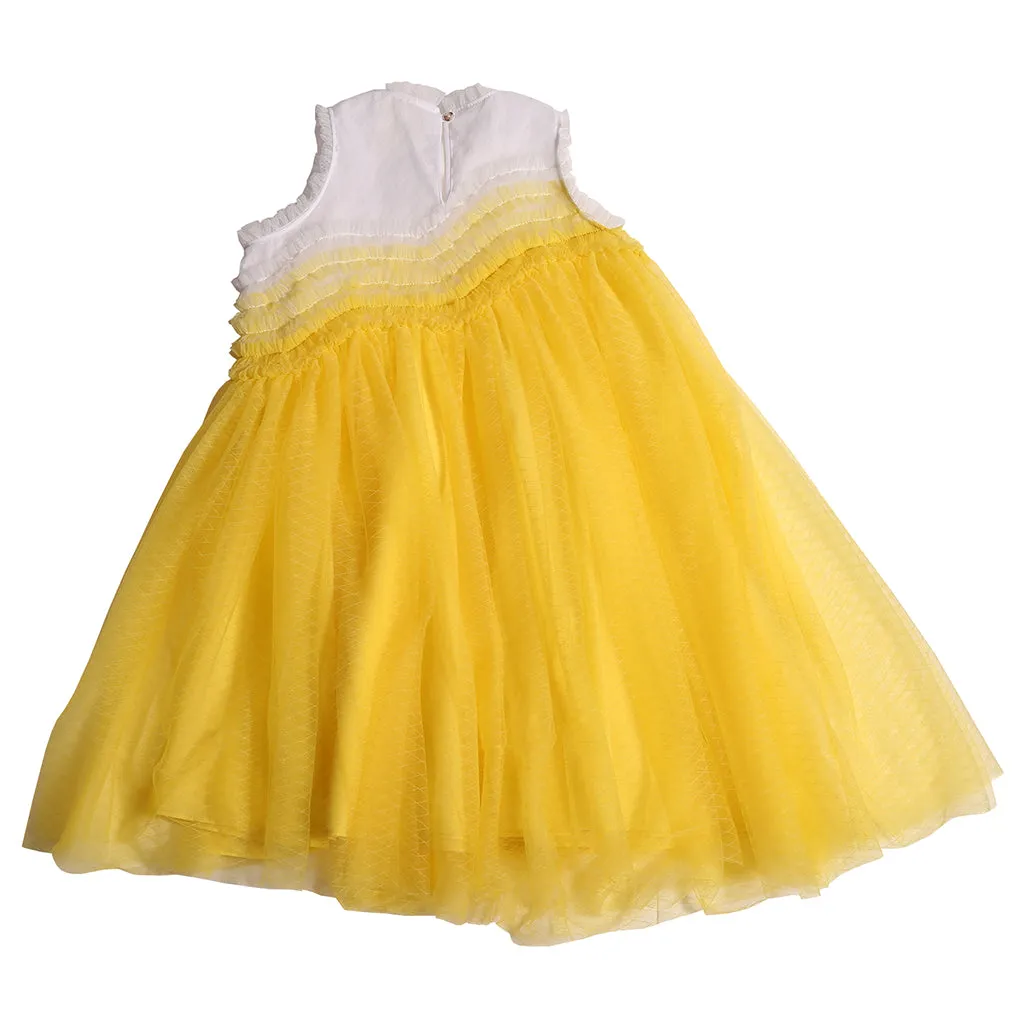 Fashionable Submarine Yellow Misty Wave Dress for Kids