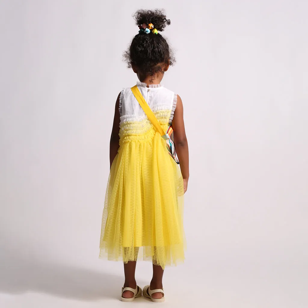 Fashionable Submarine Yellow Misty Wave Dress for Kids