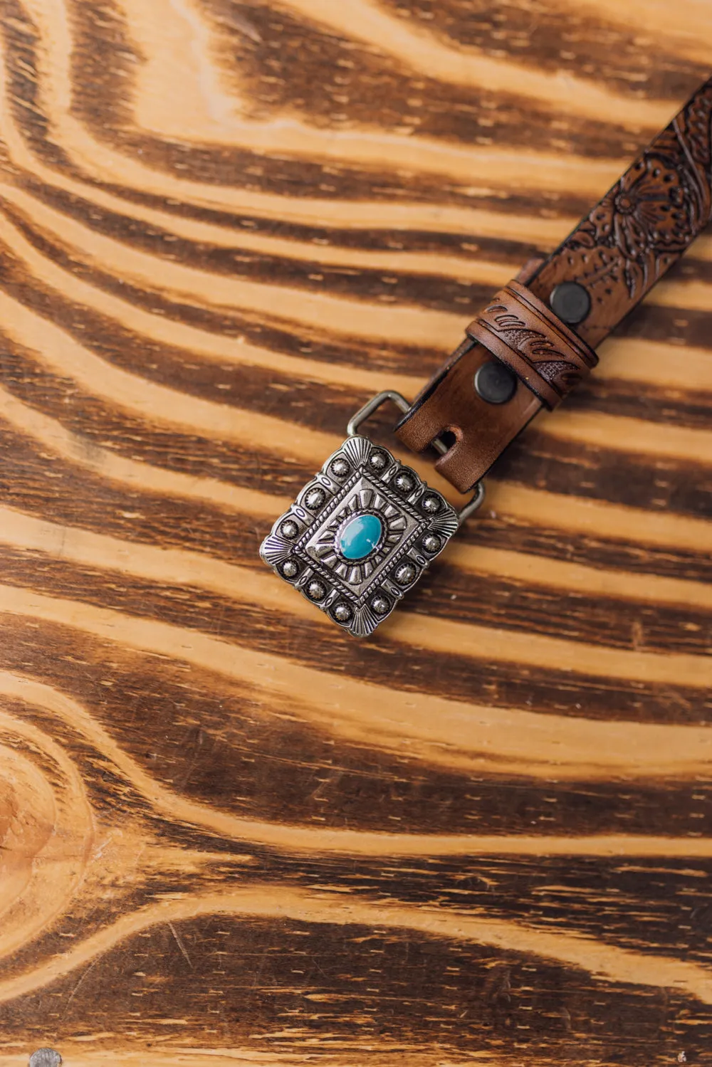 Turquoise Concho Choco Cincelado Kids Belt