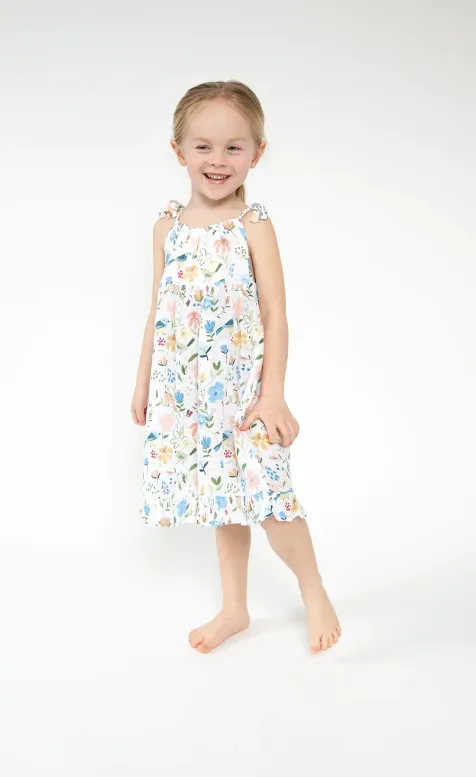 Twirly Tank Dress Garden Birds