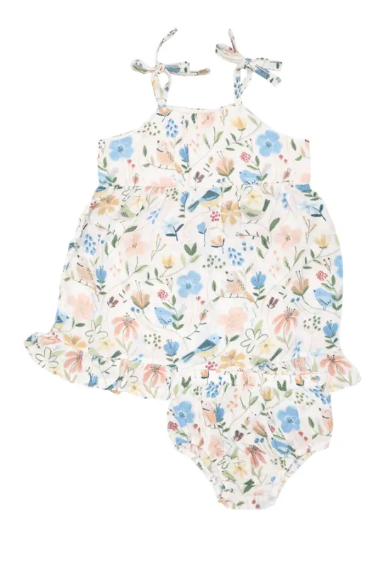 Twirly Tank Dress Garden Birds